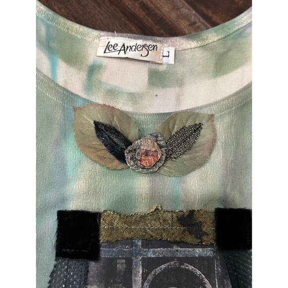 Lee Andersen Metallic 3 Piece Ethereal Outfit Leaf Embellishment Sheer Sz Medium - Picture 9 of 16